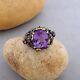 CHRISTMAS Natural Amethyst Gemstone Ring 925 Sterling Silver Jewelry Mother Gift