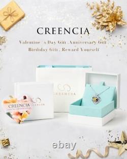 CREENCIA Heart Rose Birthstone Necklace Gifts for Women 925 Sterling Silver N