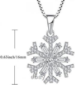 CZ Snowflake Pendant Necklaces 925 Sterling Silver Jewelry Gifts for Women Girls