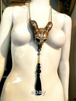 Capricorn necklace talisman amulet pendant black goat skull gothic jewelry satan