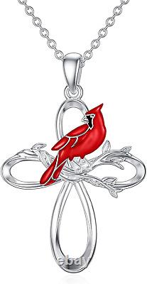 Cardinal Gifts for Women Girls Sterling Silver Red Bird Cardinal Sympathy Pendan