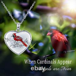 Cardinal Necklace Jewelry 925 Sterling Silver Red Bird Pendant Memorial Gifts
