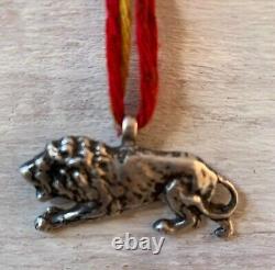 Carved lion 92.7 Sterling silver pendant necklace jewelry anniversary gift