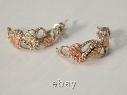 Cco Vintage Black Hills 12k Gold Sterling Silver Hoop Earrings Mint A+ Gift