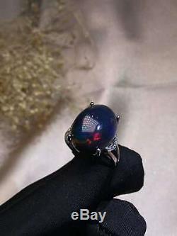 Certified Natural Black Opal Gemstone 925 Sterling Silver Ring Women Gifts