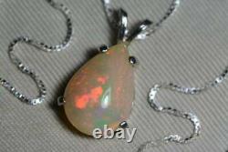 Certified Opal Necklace 5.01 Crt Solid Opal Handmade Jewelry Gift Free Ship