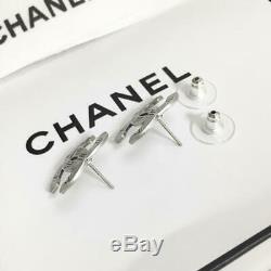 Chanel Pierced Earrings Silver Coco Mark Alphabet Vintage 2 Perfect Gift