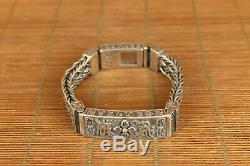 Chinese 925 Silver pray Buddha jewel Bracelet Fashion decoration noble gift