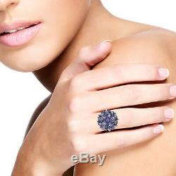 Christmas Gift Cluster Ring Tanzanite Sterling Silver Jewelry ING-6685
