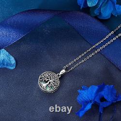 Christmas Gift Tree of Life Locket Necklace for Women Sterling Silver Abalone Sh