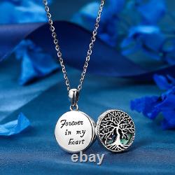 Christmas Gift Tree of Life Locket Necklace for Women Sterling Silver Abalone Sh