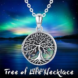 Christmas Gift Tree of Life Locket Necklace for Women Sterling Silver Abalone Sh