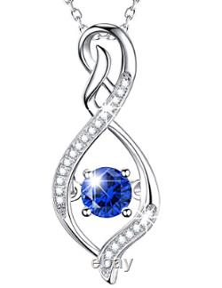 Christmas gift for Women Blue Sapphire Forever Love Infinity Silver Necklace