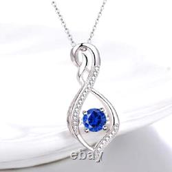 Christmas gift for Women Blue Sapphire Forever Love Infinity Silver Necklace