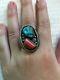 Chunky Huge Men's GiftVtg Dead Pawn Navajo Turquoise Stetling Silver Ring Sz10