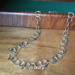 Circle Chain Silver Necklace Beaded Sterling 925 USA Made Jewelry Gift for Her