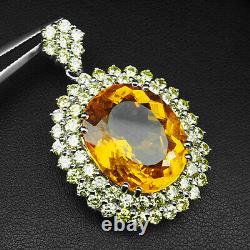 Citrine Golden Yellow Oval 21 Ct. Sapp 925 Sterling Silver Pendant Gift Jewelry