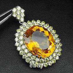 Citrine Golden Yellow Oval 21 Ct. Sapp 925 Sterling Silver Pendant Gift Jewelry