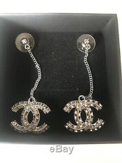Classic Chanel CC Crystals Dangle Dress Earrings vip gift