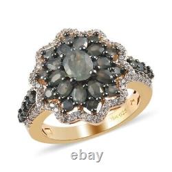 Cluster Ring 925 Sterling Silver Yellow Gold Over Alexandrite Gift Size 6 Ct 2