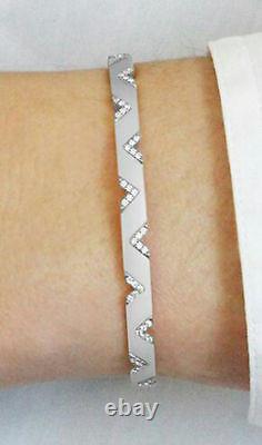 Cocktai Solid 925 Sterling Silver White V Style Women Bracelet Jewelry Gift