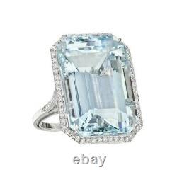 Cocktail Ring Siml 30ct Aquamarine Blue Emerald Cut CZ 925 Sterling Silver Gift