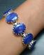 Corrundum Blue Sapphire Gemstone Bracelet 925 Sterling Silver Jewelry Gift