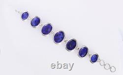 Corrundum Blue Sapphire Gemstone Bracelet 925 Sterling Silver Jewelry Gift