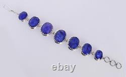 Corrundum Blue Sapphire Gemstone Bracelet 925 Sterling Silver Jewelry Gift