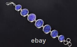 Corrundum Blue Sapphire Gemstone Bracelet 925 Sterling Silver Jewelry Gift