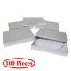 Cotton Filled Gift Box Fancy Silver Foil Jewelry Boxes Cardboard Display 100 Pcs