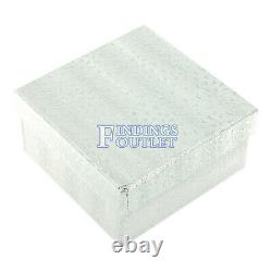 Cotton Filled Gift Box Fancy Silver Foil Jewelry Boxes Cardboard Display 100 Pcs