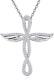 Cross Angel Wing Necklace for Women Sterling Silver Religious Faith Pendant Gift