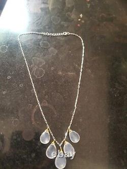 Crystal quartz briolette 925 sterling silver necklace jewelry Gift for her l99