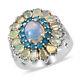 Ct 3.5 925 Sterling Silver Platinum Plated Opal Cocktail Ring Jewelry Gift Size