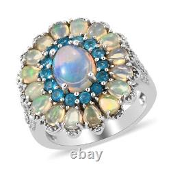 Ct 3.5 925 Sterling Silver Platinum Plated Opal Cocktail Ring Jewelry Gift Size