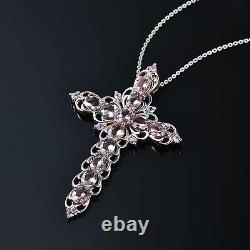 Ct 4.9 925 Sterling Silver Pink Sapphire Pendant Necklace Jewelry Gift Size 20