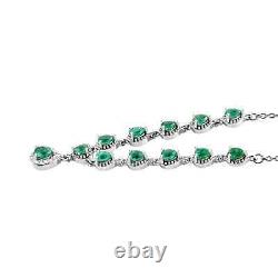 Ct 4 925 Silver AAA Emerald Necklace Women Fine Size 18 Jewelry Birthday Gifts