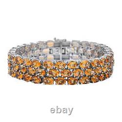 Ct 70 925 Sterling Silver Platinum Plated Citrine Bracelet Jewelry Gift Size 8