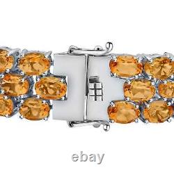Ct 70 925 Sterling Silver Platinum Plated Citrine Bracelet Jewelry Gift Size 8
