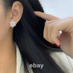 Cute Cubic Zircon 925 Silver Stud Earrings for Women Wedding Party Jewelry Gift