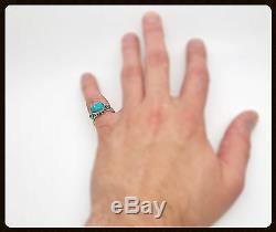 DY Natural Turquoise Stone Silver Statement Ring, Fashion Gift