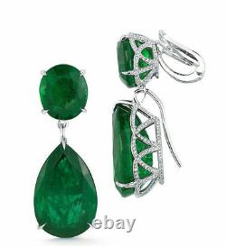 Dangle Wedding Earring Solid Sterling Silver 925 Jewelry Green Pear Round Gift