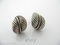 David Yurman Silver 18K Gold Cable Round Earrings Rare Gift Love