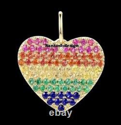 Designer Heart Multisapphire Silver Charm Pendant, Handmade Pendant Jewelry, Gift