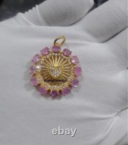 Designer Heart Silver Diamond Pink Sapphire Charm, Handmade Pendant Jewelry, Gift