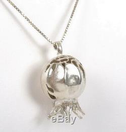 Designer Jewelry Pomegranate Necklace Full Round Pendant 925 Silver Judaica Gift