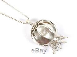 Designer Jewelry Pomegranate Necklace Full Round Pendant 925 Silver Judaica Gift