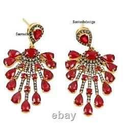 Designer Silver ruby Diamond Charm Earring, Handmade earring Jewelry, Gift