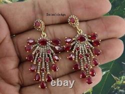 Designer Silver ruby Diamond Charm Earring, Handmade earring Jewelry, Gift